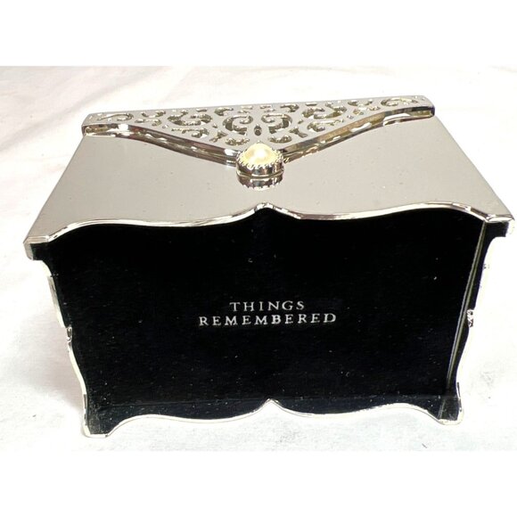 Silver-Plated Jewelry Box With Filigree Design & Velvet Lining For Keepsakes - Picture 5 of 7